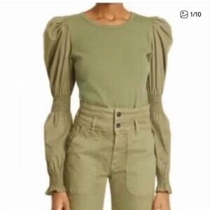 EUC Veronica Beard Olive Green Ribbed Top